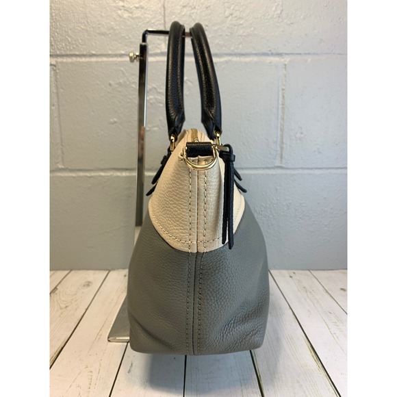 Kate Spade Jackson Street Dixon Satchel Bag Pebbled Leather Grey Cream Black - Picture 4 of 9